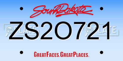 ZS2O721 South Dakota License Plate