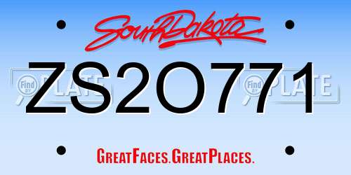 ZS2O771 South Dakota License Plate
