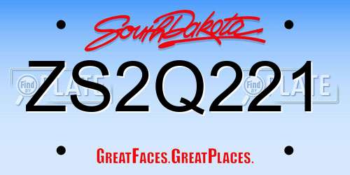 ZS2Q221 South Dakota License Plate
