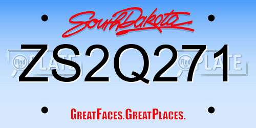 ZS2Q271 South Dakota License Plate