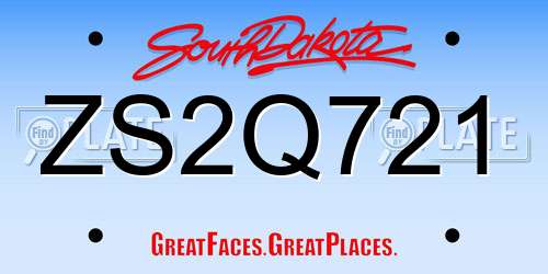 ZS2Q721 South Dakota License Plate