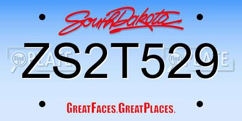 ZS2T529 South Dakota License Plate