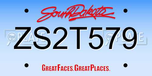 ZS2T579 South Dakota License Plate