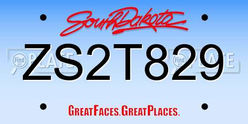 ZS2T829 South Dakota License Plate