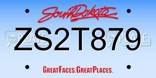 ZS2T879 South Dakota License Plate