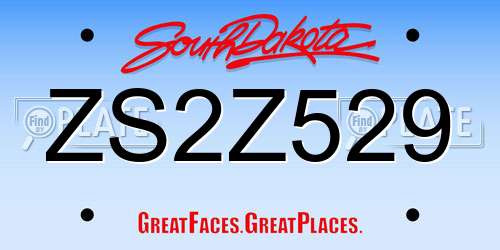ZS2Z529 South Dakota License Plate