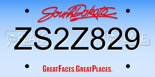 ZS2Z829 South Dakota License Plate