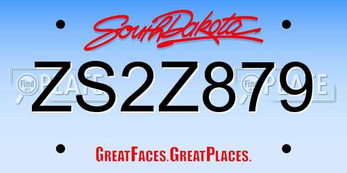 ZS2Z879 South Dakota License Plate