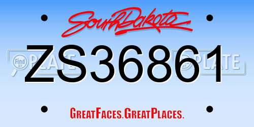 ZS36861 South Dakota License Plate