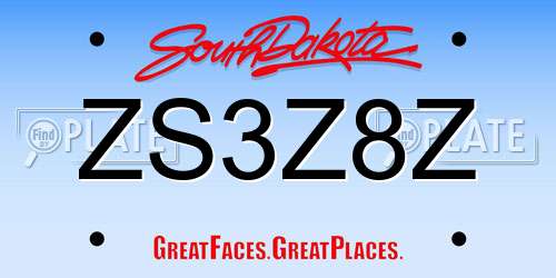 ZS3Z8Z South Dakota License Plate
