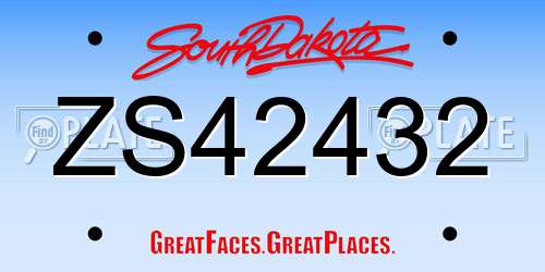 ZS42432 South Dakota License Plate