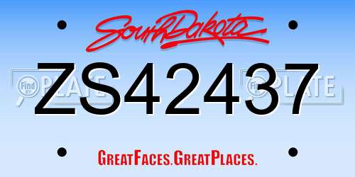 ZS42437 South Dakota License Plate