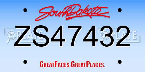 ZS47432 South Dakota License Plate