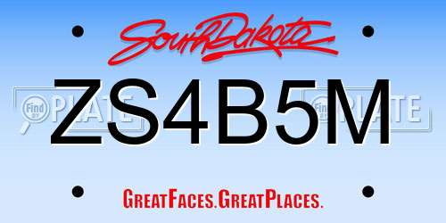 ZS4B5M South Dakota License Plate