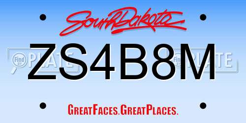 ZS4B8M South Dakota License Plate