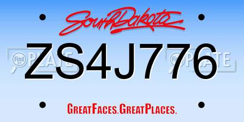 ZS4J776 South Dakota License Plate