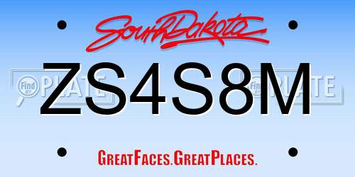 ZS4S8M South Dakota License Plate