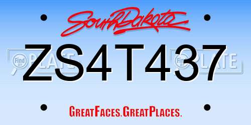 ZS4T437 South Dakota License Plate