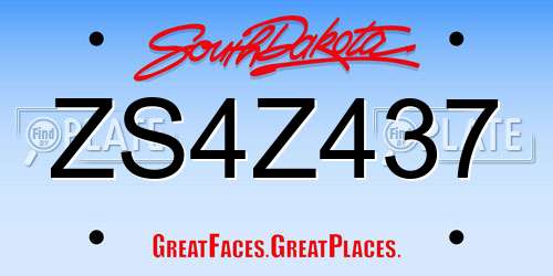 ZS4Z437 South Dakota License Plate