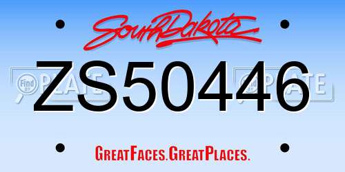 ZS50446 South Dakota License Plate