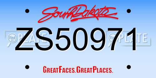 ZS50971 South Dakota License Plate