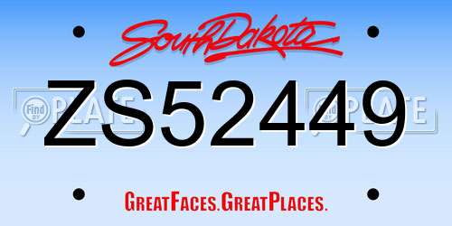 ZS52449 South Dakota License Plate