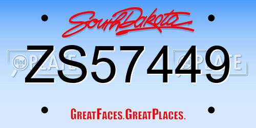 ZS57449 South Dakota License Plate