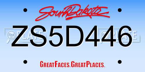 ZS5D446 South Dakota License Plate
