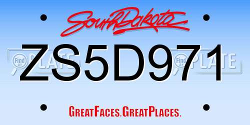 ZS5D971 South Dakota License Plate