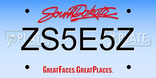 ZS5E5Z South Dakota License Plate