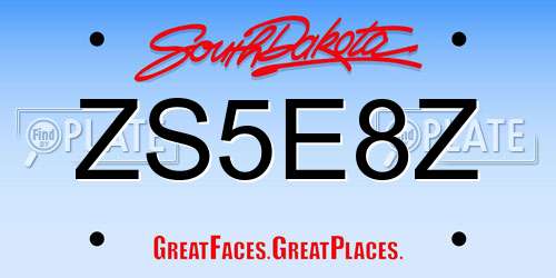 ZS5E8Z South Dakota License Plate