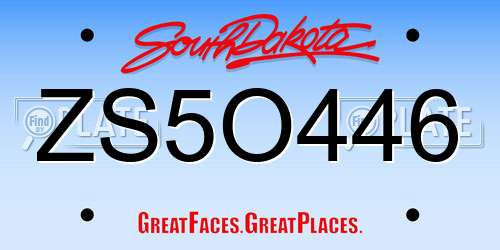 ZS5O446 South Dakota License Plate