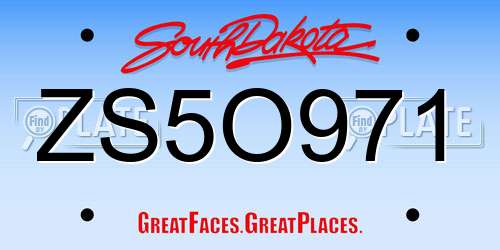 ZS5O971 South Dakota License Plate