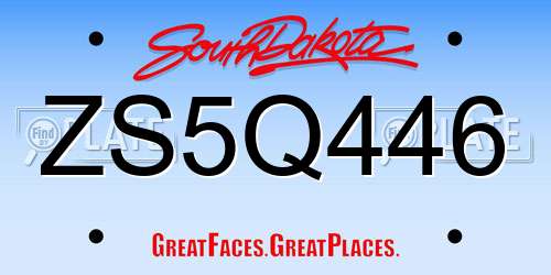 ZS5Q446 South Dakota License Plate