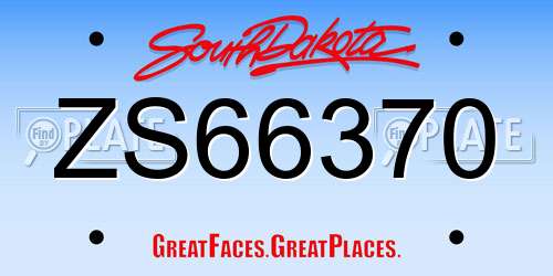 ZS66370 South Dakota License Plate