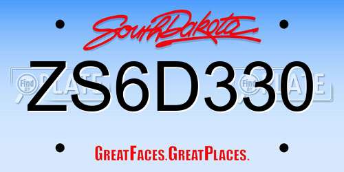 ZS6D330 South Dakota License Plate