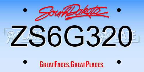 ZS6G320 South Dakota License Plate