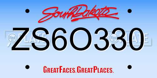 ZS6O330 South Dakota License Plate
