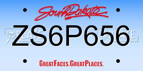 ZS6P656 South Dakota License Plate