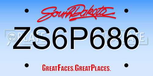 ZS6P686 South Dakota License Plate