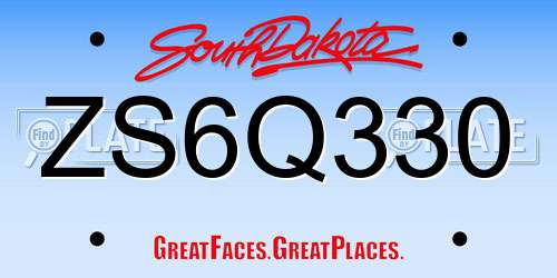 ZS6Q330 South Dakota License Plate