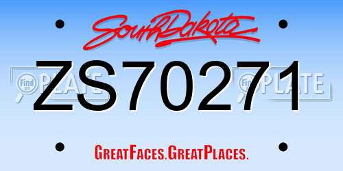 ZS70271 South Dakota License Plate