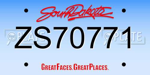 ZS70771 South Dakota License Plate