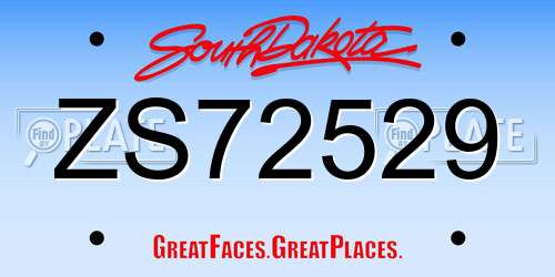 ZS72529 South Dakota License Plate