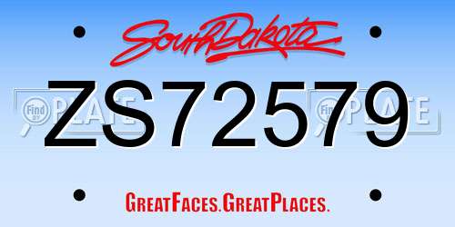 ZS72579 South Dakota License Plate