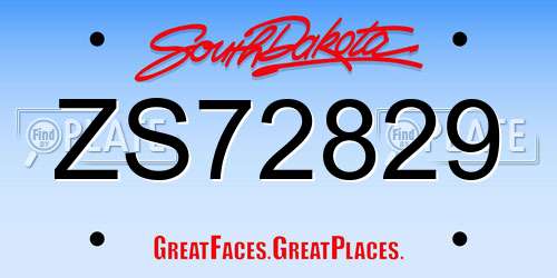 ZS72829 South Dakota License Plate