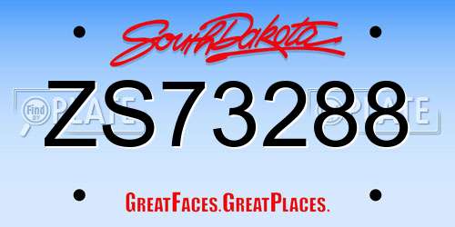 ZS73288 South Dakota License Plate