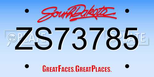 ZS73785 South Dakota License Plate