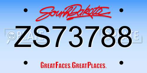 ZS73788 South Dakota License Plate