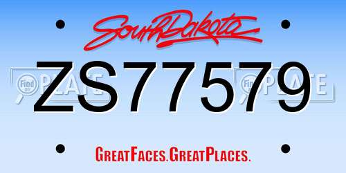 ZS77579 South Dakota License Plate